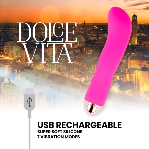 DOLCE VITA - RECHARGEABLE VIBRATOR TWO PINK 7 SPEEDS 5